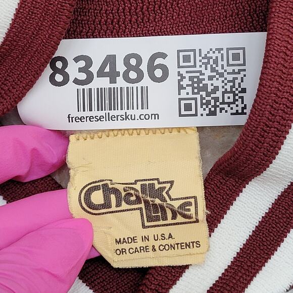Vintage 80s Chalk-Line Varsity Jacket M/L 24x23 Sherpa-Lined Gray Maroon Retro - Picture 7 of 13